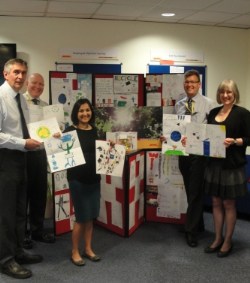 DHL judges and some of the entries: (l-r) Steve Eminton, Karl Greig, Leena Patel, Sean Hodges and Dominique De Brouwer